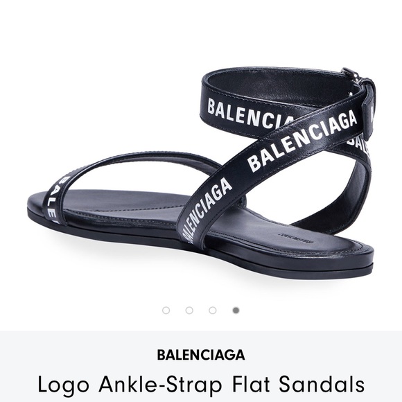 Balanciaga Logo Ankle Strap Flat - NEW size 9.5 - Picture 3 of 10